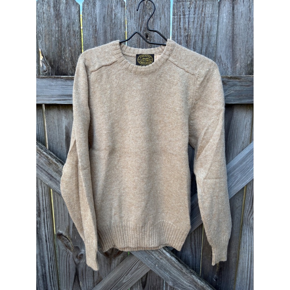VTG Sweater Emporium Mens Medium Wool Blend Crewneck Sweater Beige Made in Italy